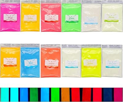 Pigment powder that shines in black, 12 colors (10g) Light resin coloring powder for epoxy resin coloring for soap manufacturing, bath bomb, candle, cosmetic eyeshadow, makeup, DIY crafts (12 -color light powder).. Click, pay, receive — DIAYTAR Nigeria makes online shopping seamless.