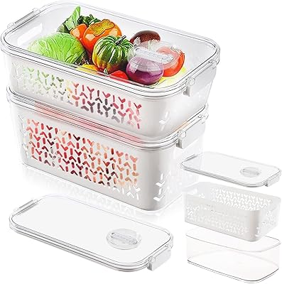 BPA BPA without BPA Horizon sealing containers and organizers with lid with vent and drain for fruit and vegetables - 2 pieces.. DIAYTAR NIGERIA brings the joy of affordable shopping to your fingertips with delivery in less than 8 days.