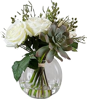 Bouquet of artificial flowers Urmost Belmonte with roses and succulents 14 inches wide.. DIAYTAR NIGERIA brings affordable shopping solutions to every corner of Nigeria in just 5-8 days.