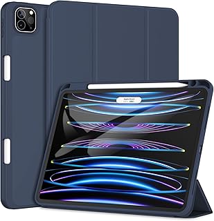 Ipad pro 11-inch iPad pro case (2020/2021/2022 model) with pencil holder, supports loading the second stylus, fine shell for tablet with flexible TPU back, automatic standby/awakening (dark navy blue).. Save more, wait less — DIAYTAR Nigeria delivers faster than ever.