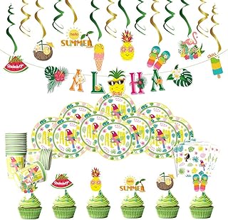 Tropical festive decorations, Kit of Hawaiian festive decorations, party decorations on the theme of the beach with Aloha paper banner, cups and decorations for cupcakes.. Your complete shopping solution, DIAYTAR NIGERIA offers extensive choice with competitive prices and delivery.