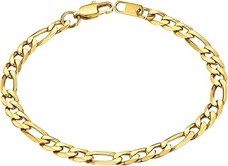 Chainshouse Figaro Link Chain Stainless steel bracelet/black/black plated gold 18 carat men women, 6 mm x 13 mm, 7.5 "/8.1", gift box send.. DIAYTAR NIGERIA: Your gateway to affordable shopping with thousands of products delivered nationwide.