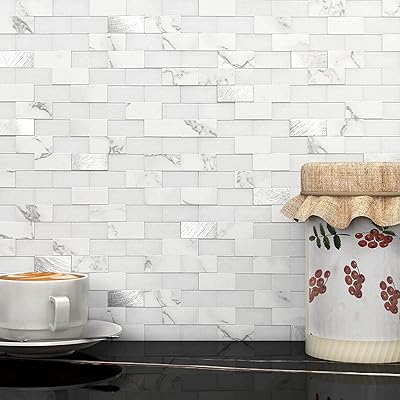 Pennis wall tiles to peel off and stick for the kitchen, tiles to peel off and stick for bathroom tiles (5 sheets, white).. Enjoy effortless shopping and speedy delivery with DIAYTAR Nigeria.