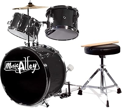 Music to junior battery set for children with battery pedal, battery chair and baguettes - black.. Shop smarter, not harder with DIAYTAR NIGERIA - thousands of products at your fingertips with affordable delivery.
