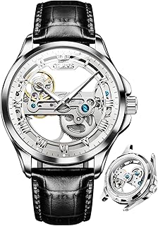 Men's skeleton watches, automatic reassembly, mechanical, luxury, formal leather, waterproof, luminous, brown leather and black dial.. Your one-click solution to affordable shopping, DIAYTAR NIGERIA delivers quality products nationwide.