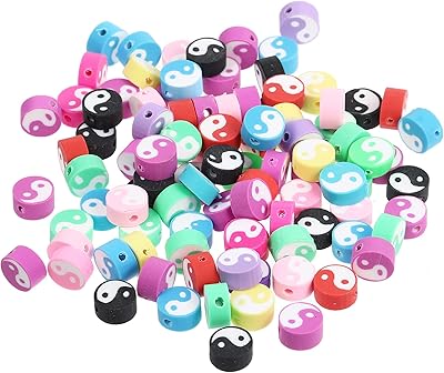 100 healthy yin yang pearl pieces in Tai polymer clay, Tai yin yang yin yang flat disk, charged charms, craft bracelets, necklaces, manufacturing of colorful jewelry.. DIAYTAR NIGERIA transforms dreams into deliveries with our affordable prices and 5-8 day shipping.