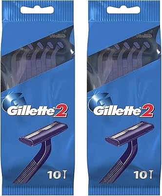 Gillette 2 disposable razor blades, 10 units (package of 2).. One platform, endless products — welcome to DIAYTAR Nigeria.