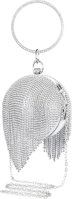 Linkidea women small evening pockets, chrome round handbags adorned with crystals for wedding women, shoulder bag.. Fast delivery is our promise — DIAYTAR Nigeria keeps it real.