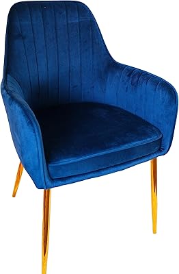 Dining room chair with velvet arm and golden feet for dining room, living room, restaurant (blue).. DIAYTAR NIGERIA provides endless shopping possibilities with affordable prices and prompt delivery service.