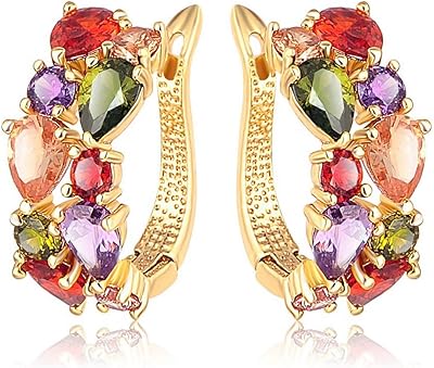 LEFTY Golden Plated Creole Earms decorated with Swarovski crystals for women and girls from Sukhi (E81068).. The future of Nigerian shopping is here — DIAYTAR Nigeria.