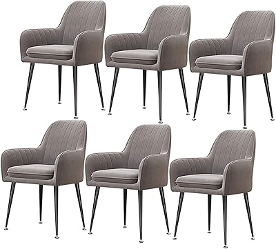 Linqiao Lot of 6 velvet dining chairs, padded armchair with a Scandinavian style design with black metal feet for dining room, living room, kitchen (color: gray).. Your e-commerce hub for everything — DIAYTAR Nigeria has you covered.