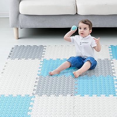 Tamiplay 16 pieces foam floor mats for children, Eva 12 x 12 inch foam gaming carpet, square floor mat 0.4 inch thick, nested floor mat, rubber game mat for toddlers (white/gray/light blue).. From checkout to your doorstep in less than a week — DIAYTAR Nigeria.