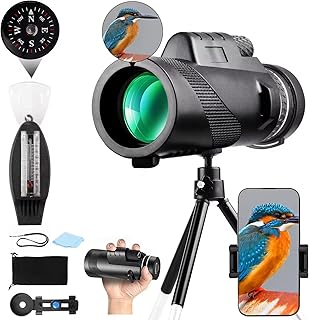 Improved 80x100 monocular telescope for adults and children with 4 in 1 compass, high power monocular with smartphone adapter and tripod, night vision with low profile for hunting, bird observation, campsite, sports parties (black).. Shop the future with DIAYTAR NIGERIA - thousands of products, unbeatable prices, delivery within a week.