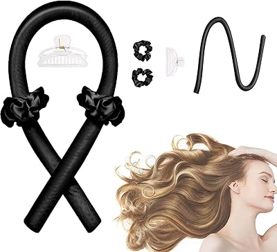 Wawasia curling rollers without heat for long curls, sleeping all night, Bigoudis in flexible rubber, curling iron and flexible rods for natural hair (black).. DIAYTAR NIGERIA transforms online shopping with competitive prices and dependable nationwide delivery.