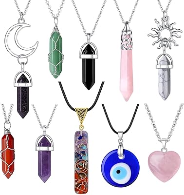 Crystal pendant necklace 10 pieces of Chakra healing amethyst crystals.. DIAYTAR NIGERIA brings affordable shopping solutions to every corner of Nigeria in just 5-8 days.