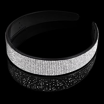Woowowowo Rhineau strip for women, elegant silver crystal headband, brilliant pearl hair accessories (silver + black).. DIAYTAR NIGERIA brings the market to your fingertips with affordable prices and prompt delivery service.