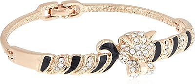 Large jaguar pattern bracelet pink gold 24 -carat pink with black and white enamel of Estelí, adjustable.. DIAYTAR NIGERIA: Where shopping meets satisfaction with affordable prices and prompt delivery services.