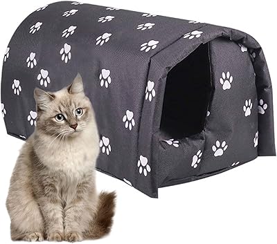 Shelter for wandering cats, waterproof outdoor house for cats, foldable hot cave for pets for winter, tent of wild animals, non -slip cave for kitten, wild cat, dog, puppy, weather resistant, black (L: 21.7.. DIAYTAR NIGERIA delivers value, variety, and convenience with our nationwide 5-8 day shipping.