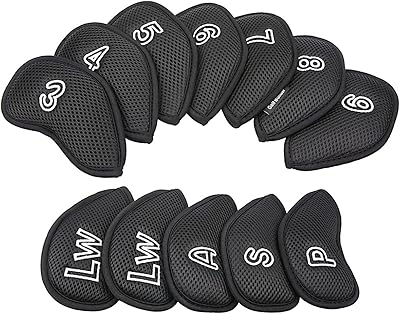 Set of 12 golf cutters/Golf club head club cover suitable for most irons (black).. Shop with purpose at DIAYTAR NIGERIA, where your money goes further and delivery is always prompt.