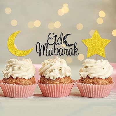 Eid Mubarak cupcake decorations, Ramadan moon and stars decorations, Islamic party supplies for children, 15 pieces.. Discover the perfect shopping experience with DIAYTAR NIGERIA's vast selection and prompt delivery service.