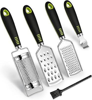 Soutine set of 5 grade and cheese slices, multi-purpose lemon grater for the kitchen, portable stainless steel grater for vegetables, fruit and chocolate with cleaning brush.. Explore limitless products on DIAYTAR Nigeria — at the lowest prices.