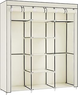 Foldable Songmix fabric wardrobe with 2 rods to hang clothes, size 175 x 150 x 45 cm, beige, Ryg12m model.. From daily deals to exclusive products — DIAYTAR Nigeria has you covered.