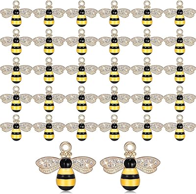 DELFINO 32 Pieces in enamel with rhinestones bee honey pendant collar for the manufacture of jewelry BIRCHAGE Crafts earnings Earning loop collar and bracelet women girls gifts.. Your go-to destination for affordable online shopping, DIAYTAR NIGERIA delivers in under 8 days.