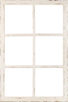 Farm window wall decor - Rustic wooden window frame with 6 panels with ancient white finish - simple classic style window hanging vertically or horizontally - 24 x 36 inches.. Experience the ease of modern shopping with DIAYTAR NIGERIA's comprehensive platform and quick delivery.