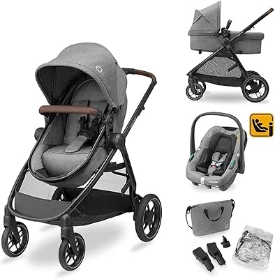 Maxi-Cosi trio 3 in 1 stroller with car seat and children's travel system from birth to 4 years from Zelia, gray.. Shop with ease at DIAYTAR NIGERIA and enjoy our extensive product range delivered at affordable rates.