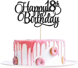 1 piece of decoration of birthday cake with glitter number 18, eighteen, for birthday celebration, black.. DIAYTAR NIGERIA makes online shopping accessible with our budget-friendly prices and reliable shipping.