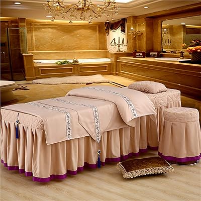 Set of 4 plain-colored massage table sheets living room covering machine washable skirt.. DIAYTAR NIGERIA brings affordable shopping to your fingertips with reliable delivery in less than 8 days.