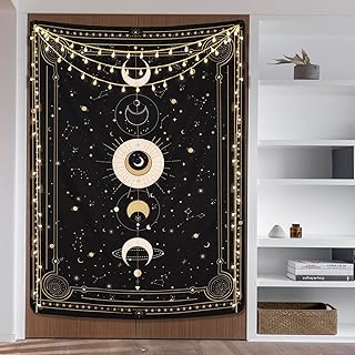 Elloevn moon phase tapestry, mysterious murals of black starry sky card, wall tapestry for bedroom, 210 x 150 cm.. DIAYTAR NIGERIA: Making quality products accessible to all Nigerians at affordable prices.