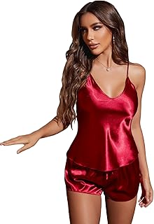 Two -piece pajamas in satin georglitter for women, high and shorts with fine straps and v -collar.. No more overpriced stores — DIAYTAR Nigeria brings the best to your door.