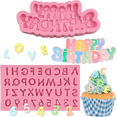 Silicone molds for chocolate and cute alphabet, fondant mussels for decoration of cakes, figures 0 to 9, 2 pieces, happy birthday \ "alphabet molds for cupcake decorations, cookies, candy, almond paste, gum, paste, clay, clay.. Shop from anywhere in Nigeria and receive your DIAYTAR purchases at affordable prices within a week.