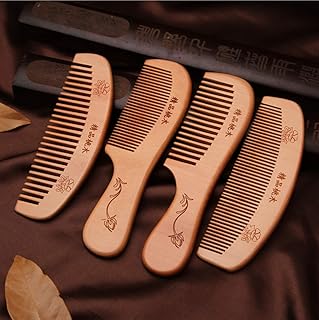 Set of 4 handmade wooden combs with antistatic brush and handmade anti-emmal for matching hair.. DIAYTAR NIGERIA: Where shopping meets satisfaction with affordable prices and prompt delivery services.