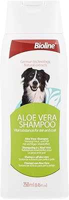 Bioline Aloe Vera Shampoo 250 ml for dogs, white and green.. DIAYTAR NIGERIA: Redefining e-commerce with affordable prices and reliable nationwide shipping.