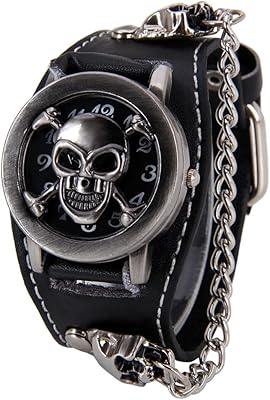 Punk style skull watches for men - Large cuff watch black watches for men.. Experience retail convenience with DIAYTAR NIGERIA's comprehensive platform and 5-8 day nationwide shipping.