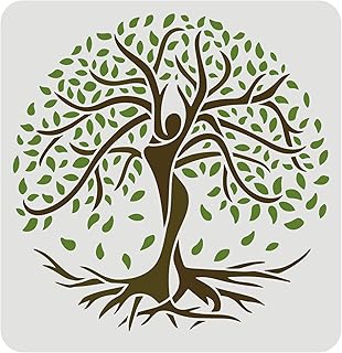 Fingrinspear stencil tree of life, 11x11 inch decoration model, human -shaped tree, drawing, reusable square stencil for artistic projects, wooden drawing, floor, wall, tiles.. Affordable shopping made easy on DIAYTAR Nigeria, with fast delivery from 5 to 8 days.