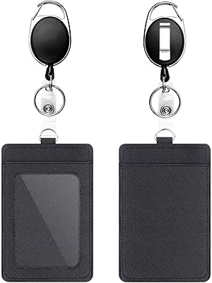 Bag holder, set of robust retractable coil clips with carabiner, improved retractable badge coil x 2 and vertical identity card holder x 2, black.. Say goodbye to long wait times — DIAYTAR Nigeria ships in just 5–8 days!