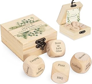 1dfaul 5 year old wooden gift for him and her, 5th anniversary wooden gifts for him, 5-year-old wedding gifts for women, husband, dice box for couple, gift for couple.. DIAYTAR NIGERIA puts thousands of products at your fingertips with affordable prices and delivery within a week.