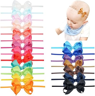 Joyo 20 Fine Bangs in Baby Nylon Bangs, 3-inch ribbon knots, super soft nylon headbands for newborns and toddlers.. Unlock a world of affordable products with DIAYTAR NIGERIA's expansive e-commerce platform.