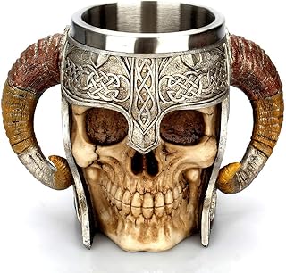 Viking skull cup in stainless steel, resin drinking cup, beer mug, tea cup, Halloween gift.. The best online shopping experience in Nigeria — DIAYTAR delivers it all.