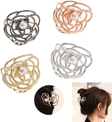 Hair pliers with pink flowers for women, 1.4 inches, mini cute pearl hair clips, non -slip metal hair clips, silver gold hairstyle for women and sweet luxury hair for ponytail, 4 pieces.. DIAYTAR NIGERIA: Redefining e-commerce with affordable prices and reliable nationwide shipping.