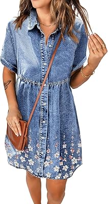Babydoll denied denim dress with short sleeves and low buttoned for women.. Shop from thousands of products at DIAYTAR NIGERIA and enjoy budget-friendly nationwide delivery.