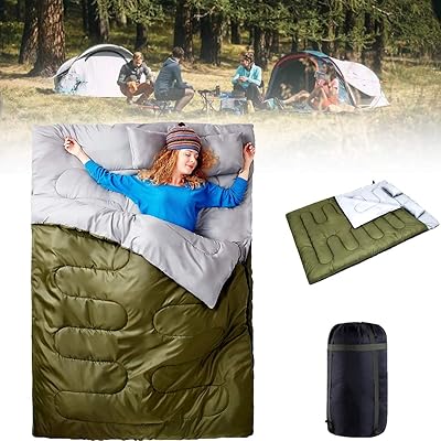 T & q double sleeping bag with 2 pillows light bag and waterproof for adults.. DIAYTAR NIGERIA: Connecting every Nigerian with quality products at prices everyone can afford.