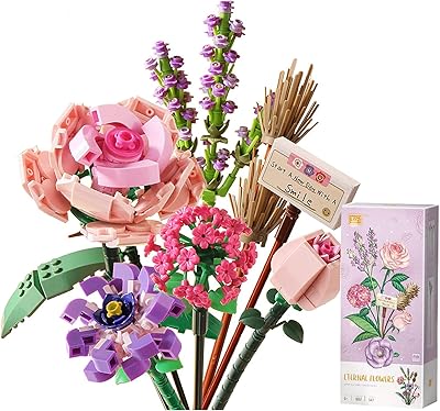Bouquets of bouquets of flowers in mini bricks, blocks of artificial flowers DIY creative, home office decoration, set of plants 547 rooms, gift toy for adults and children.. Nigeria shops with DIAYTAR — wide selection, fast shipping, and great value.