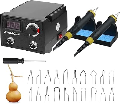 100 W pyrogravure machine, set of portable pyrography pistons with heating heads, 20 pieces for crafts, wood sculpture pen, pyrogravure tool, combustion kit professional wood.. DIAYTAR NIGERIA: Nigeria's answer to affordable online shopping with reliable 5-8 day delivery guarantee.