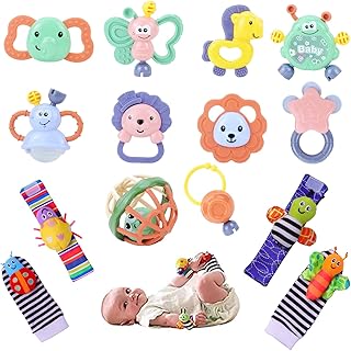 Beauenty 14 pieces Switches for baby toys 0 to 6-12 months, baby teeth toys, newborn, toddler teeth, girl and boy gifts with dentition rings and wrist socks, with storage box (A).. Save time and money with DIAYTAR Nigeria’s online store.