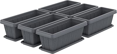 Set of rectangular flower pots in 36 -inch cosmoplast cedar with 6 pieces tray.. DIAYTAR NIGERIA delivers value, variety, and convenience with our nationwide 5-8 day shipping.