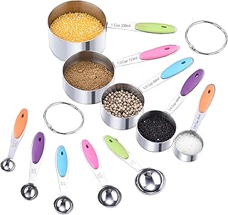 Cups to measure spoons to be measured set of stainless steel steel gadgets to measure stainless steel with colored silicone handle comprising 5 5standing slides for dry and liquid ingredients, kitchen and pastry.. DIAYTAR NIGERIA brings the market to your screen with thousands of affordable products delivered to your door.